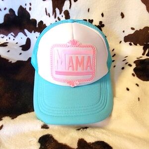 Mama Light Blue Patch Western Trucker Hat